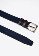 Men's suede belt, navy blue-brown, 97-8M-902-N-90, Photo 2