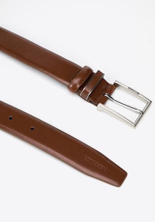 Men's leather belt with decorative belt keeper, brown, 97-8M-903-4-11, Photo 1