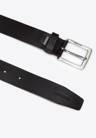 Men's classic leather belt, dark brown, 97-8M-911-4-11, Photo 1