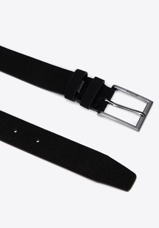 Men's suede belt, black, 97-8M-913-1-90, Photo 1