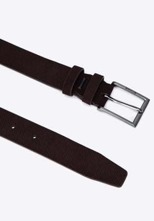 Men's suede belt, brown, 97-8M-913-4-10, Photo 1