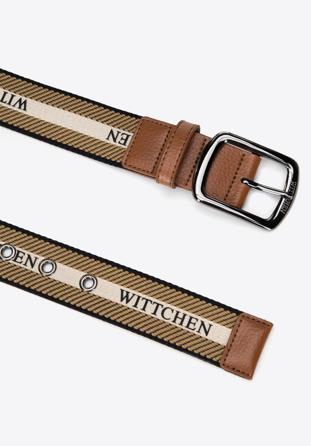 Men's branded leather belt, brown-beige, 98-8M-003-4-12, Photo 1