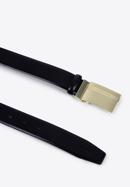Men's leather belt with plate buckle, black, 98-8M-913-1-10, Photo 2