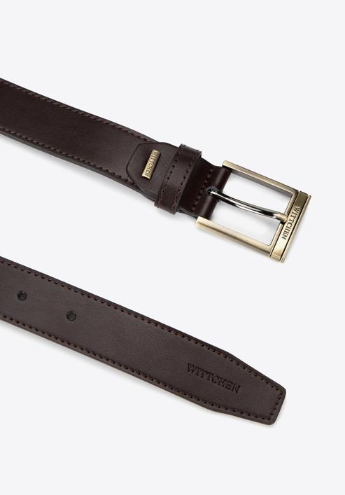 Men's slim leather belt, dark brown, 98-8M-950-1-10, Photo 2