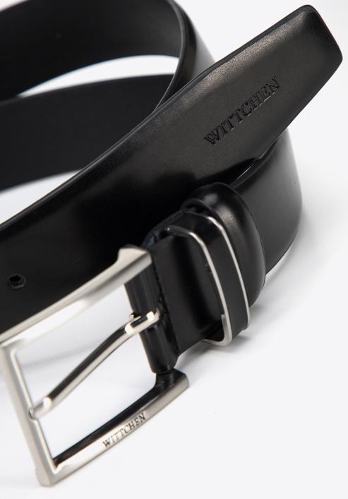 Men's leather belt with decorative belt keeper, black, 97-8M-903-4-12, Photo 3