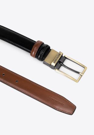 Men's leather reversible belt, black-brown, 97-8M-906-1-12, Photo 1