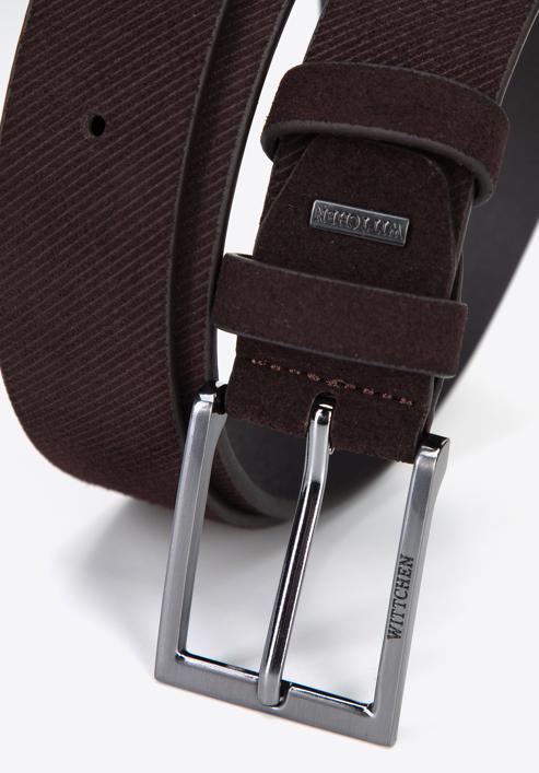 Men's suede belt, brown, 97-8M-913-4-10, Photo 3