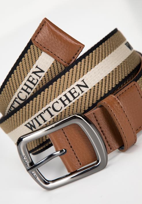 Men's branded leather belt, brown-beige, 98-8M-003-1-10, Photo 3