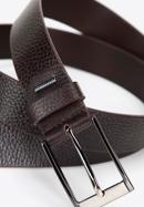 Men's leather belt with pebbled texture, dark brown, 98-8M-113-1-12, Photo 3