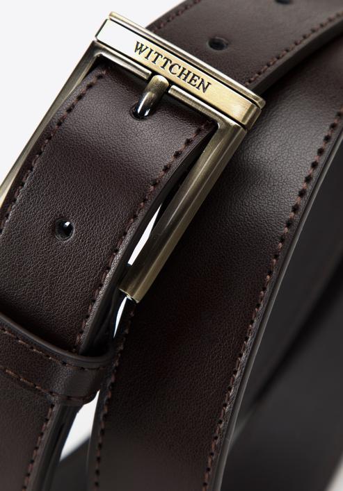 Men's slim leather belt, dark brown, 98-8M-950-4-12, Photo 3