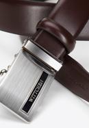 Men's leather belt with automatic buckle, brown, 98-8M-114-1-12, Photo 4