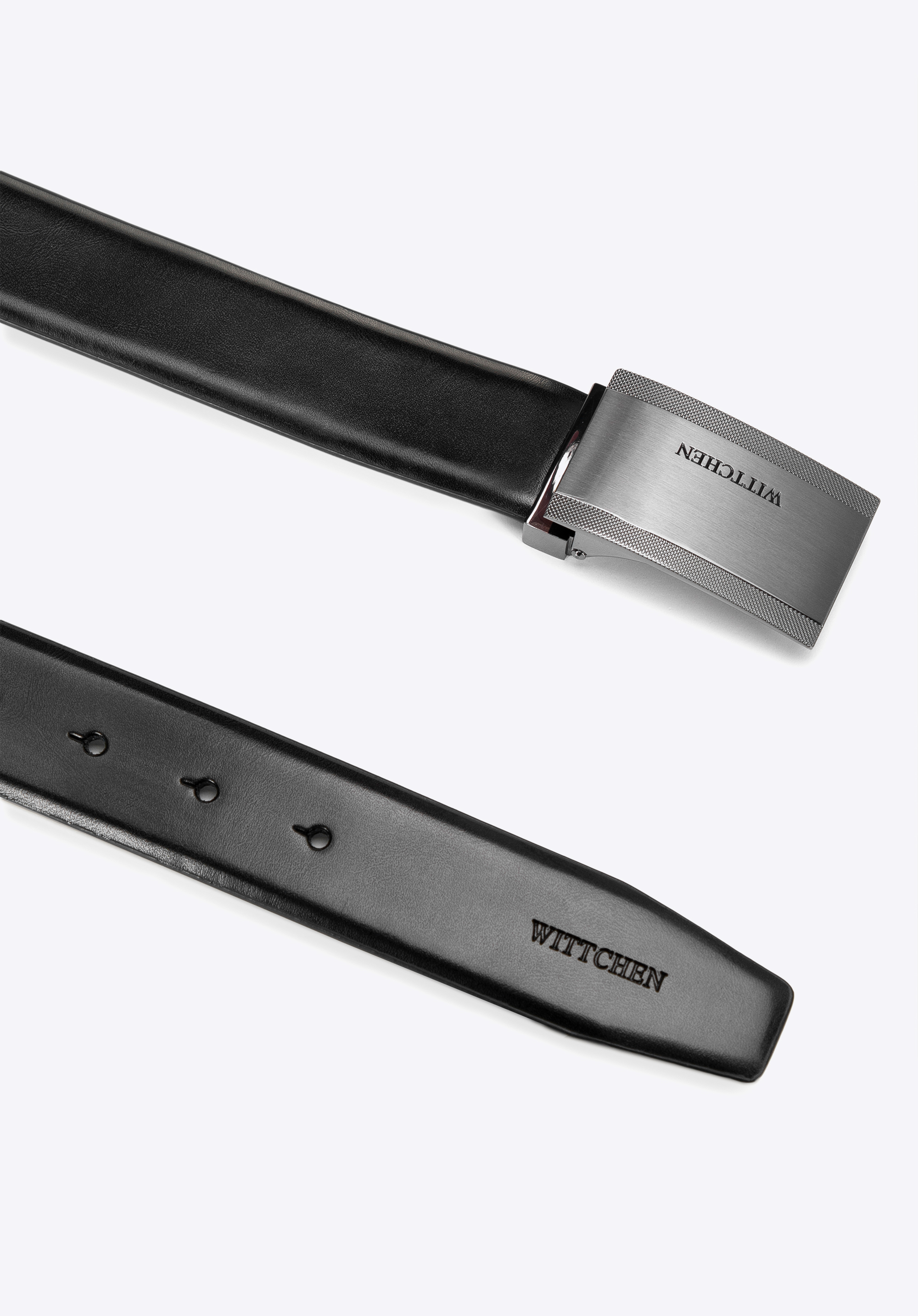 Męski pasek z gładkiej skóry naturalnej, czarny, 101-8M-214-1-M, Zdjęcie 1