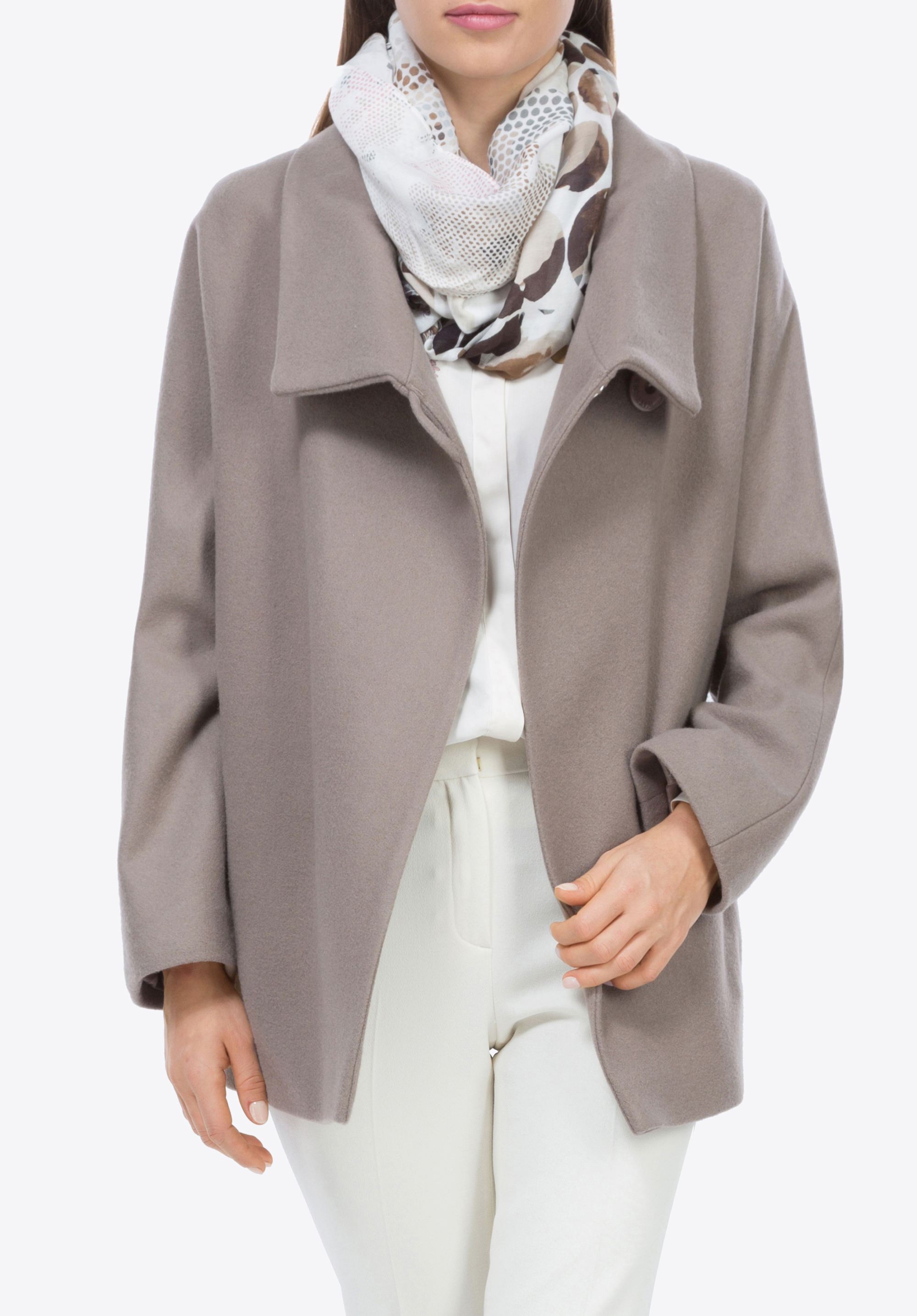 Płaszcz damski, ciemny  beż, 84-9W-102-8-2X, Zdjęcie 1