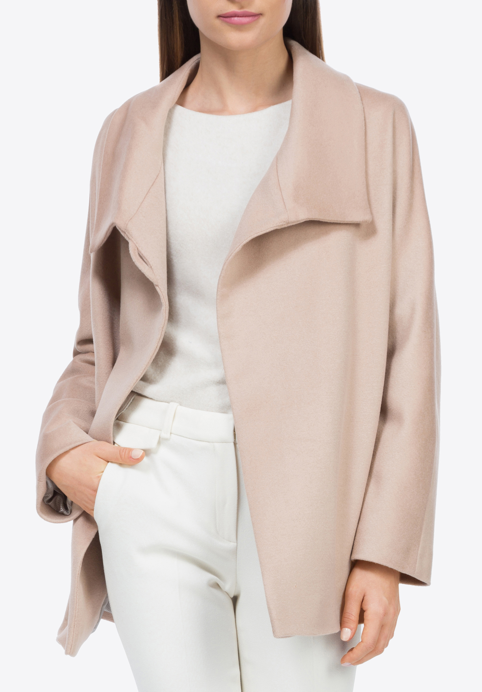 Płaszcz damski, kremowy, 84-9W-102-9-XL, Zdjęcie 1