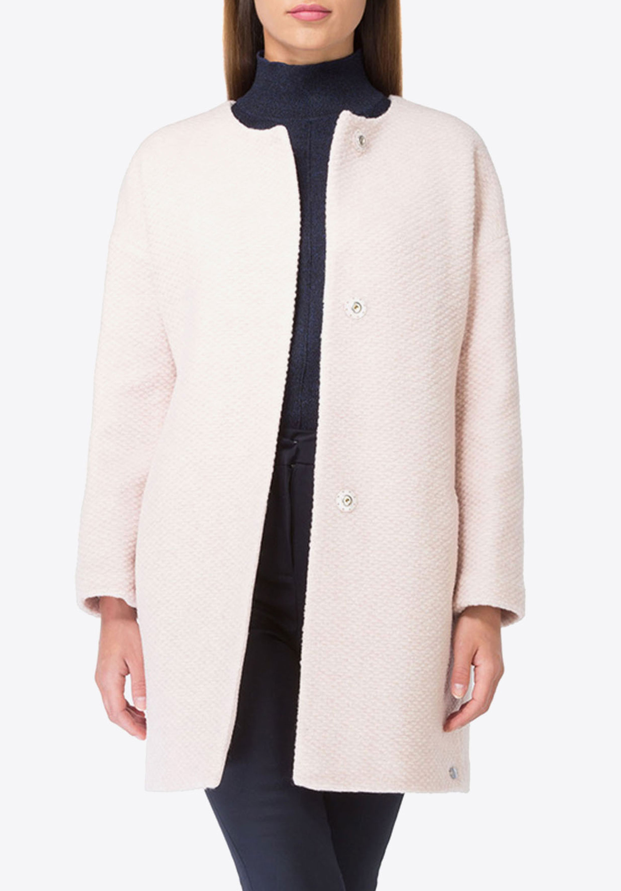 Płaszcz damski, pudrowy róż, 83-9W-104-P-2X, Zdjęcie 1