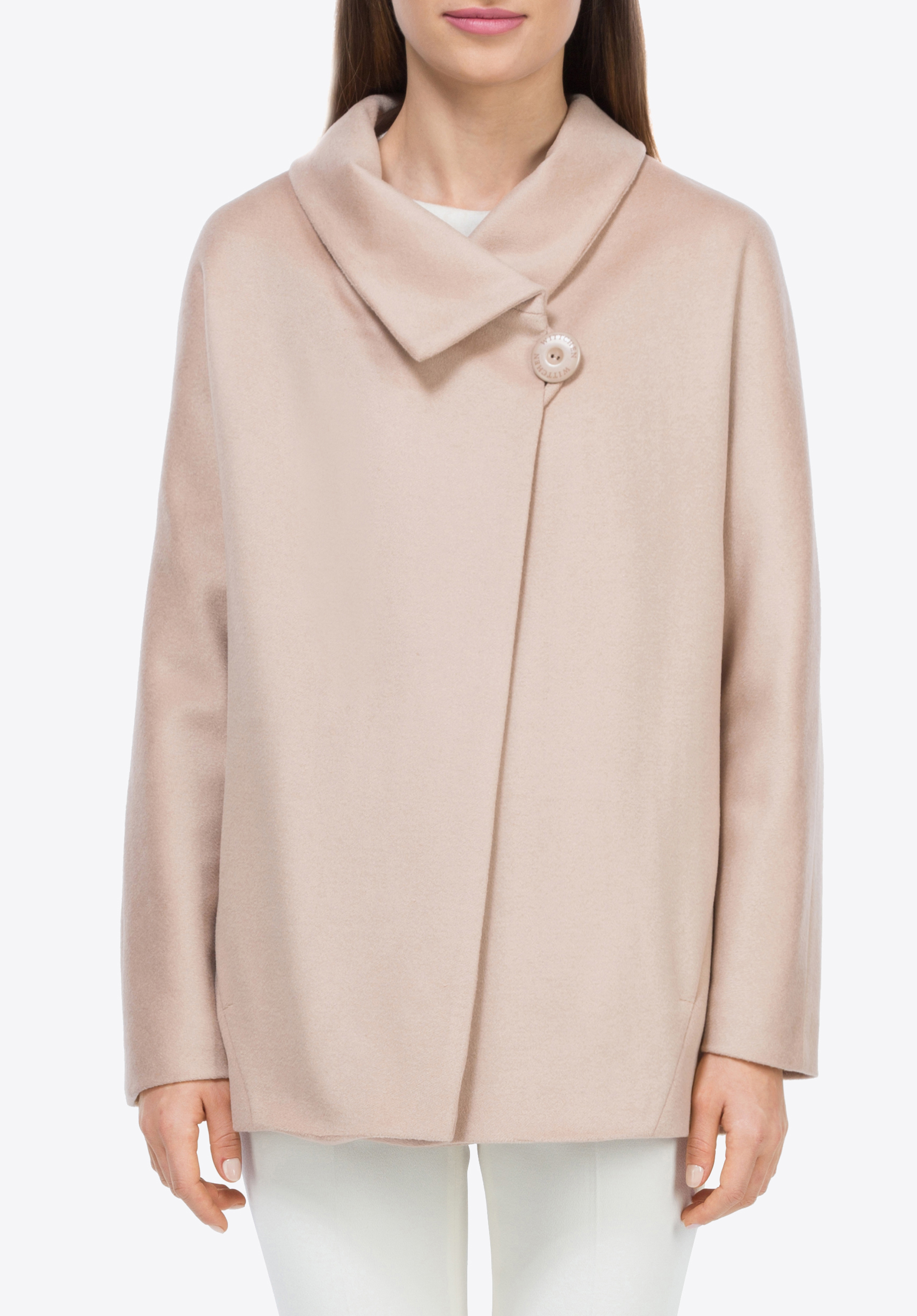 Płaszcz damski, kremowy, 84-9W-102-9-XL, Zdjęcie 1