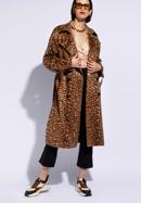 Women's double-breasted animal print trench coat, beige-brown, 96-9P-107-10-S, Photo 2