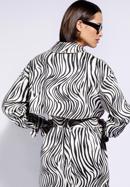 Women's double-breasted animal print trench coat, white-black, 96-9P-107-10-S, Photo 5