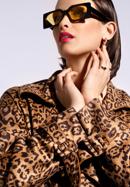 Women's double-breasted animal print trench coat, beige-brown, 96-9P-107-10-S, Photo 5