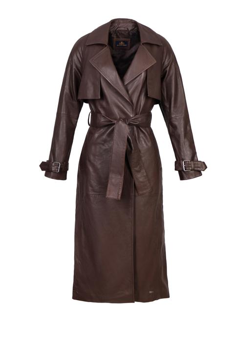 Women's leather long coat, dark brown, 97-09-200-3-M, Photo 20