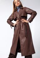 Damski płaszcz skórzany długi, bordowy, 97-09-200-3-XS, Zdjęcie 3