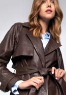 Women's leather long coat, dark brown, 97-09-200-3-M, Photo 7