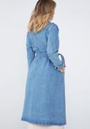 Damski płaszcz dżinsowy z paskiem, niebieski, 98-9X-901-7-L, Zdjęcie 5