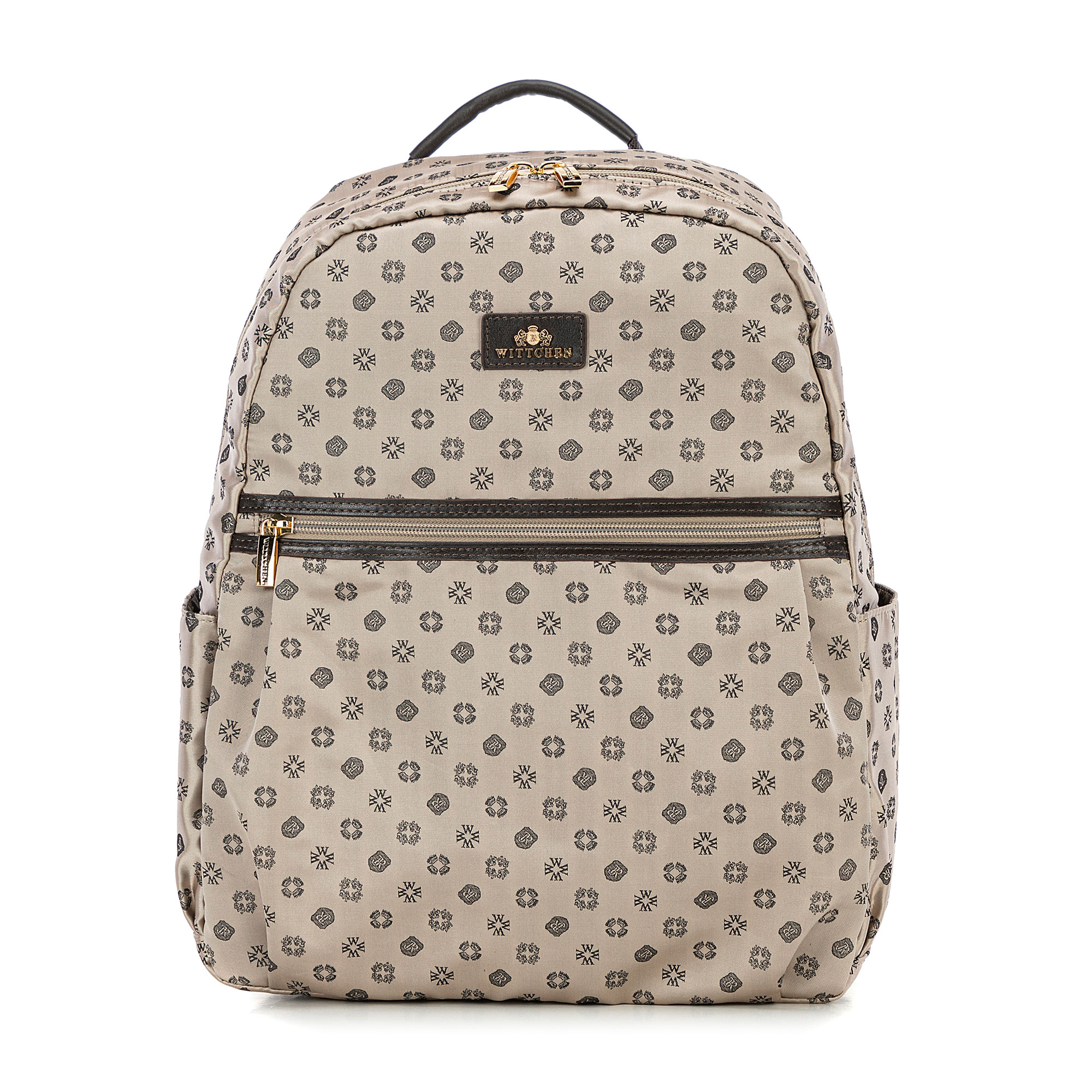 Elegantný dámsky ruksak s monogramom béžový