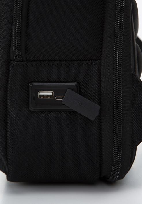 Męski plecak na laptopa 15,6" z portem USB, czarny, 96-3U-906-1, Zdjęcie 4