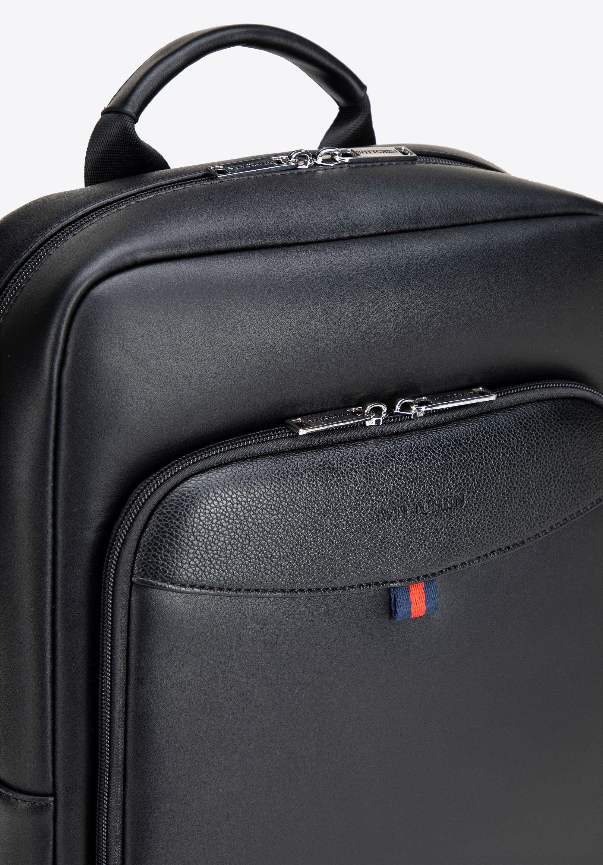 Męski plecak z ekoskóry z miejscem na laptopa 15,6”, czarny, 102-3P-920-1, Zdjęcie 1