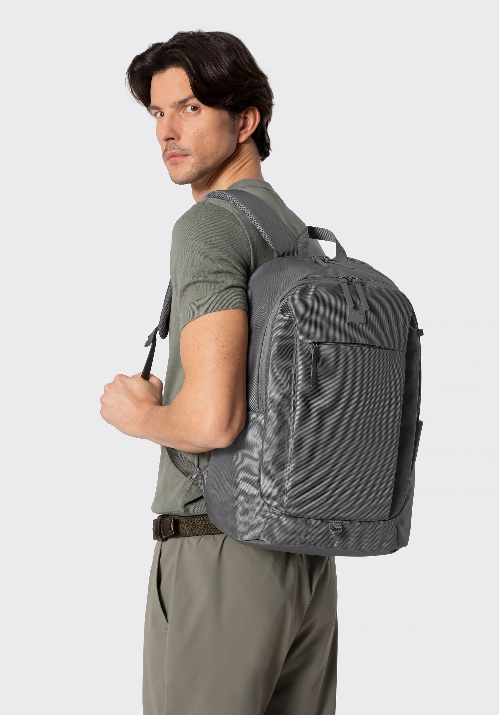 Plecak dwukomorowy z miejscem na laptopa 15,6”, szary, 102-3P-804-8, Zdjęcie 1