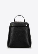 Women's leather monogram backpack purse, black, 98-4E-604-1, Photo 1