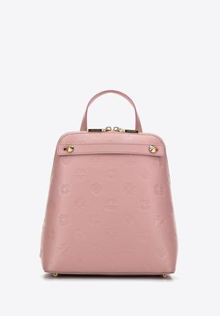 Women's leather monogram backpack purse, muted pink, 98-4E-604-P, Photo 1