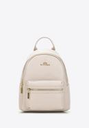 Women's small leather studded backpack, cream, 98-4E-607-9, Photo 1