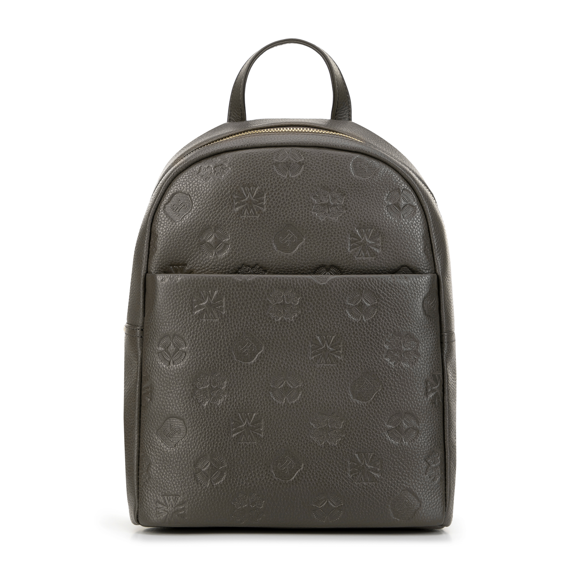 Kožený batoh s tmavým béžovým monogramom pre elegantný vzhľad, 99-4E-614-9.