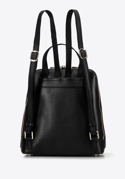 Women's leather monogram backpack purse, black, 98-4E-604-1, Photo 2