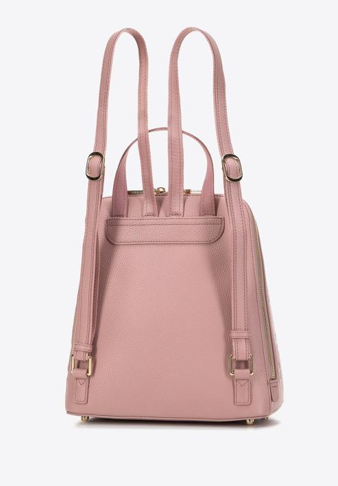 Women's leather monogram backpack purse, muted pink, 98-4E-604-P, Photo 2