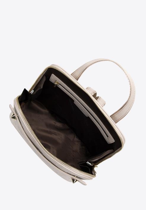Women's leather monogram backpack purse, light beige, 98-4E-604-1, Photo 3