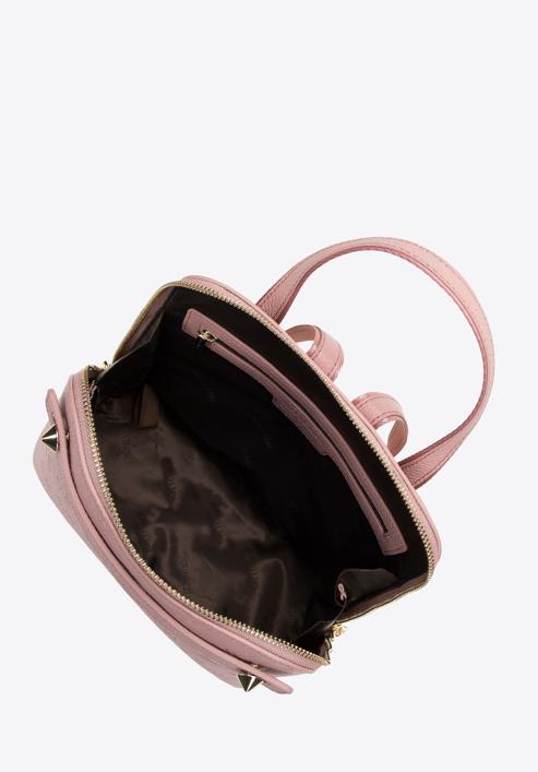 Women's leather monogram backpack purse, muted pink, 98-4E-604-P, Photo 3