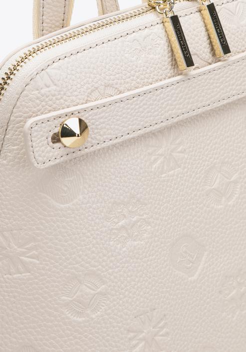 Women's leather monogram backpack purse, cream, 98-4E-604-0, Photo 4