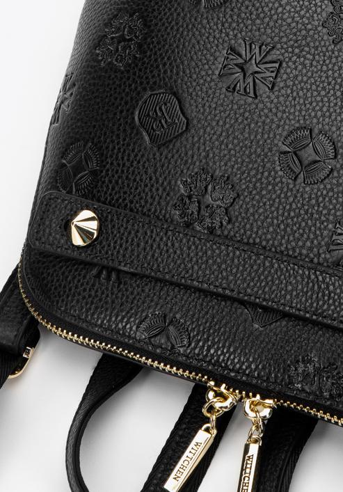 Women's leather monogram backpack purse, black, 98-4E-604-1, Photo 4