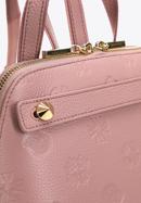 Women's leather monogram backpack purse, muted pink, 98-4E-604-P, Photo 4