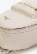 Women's small leather studded backpack, cream, 98-4E-607-9, Photo 4