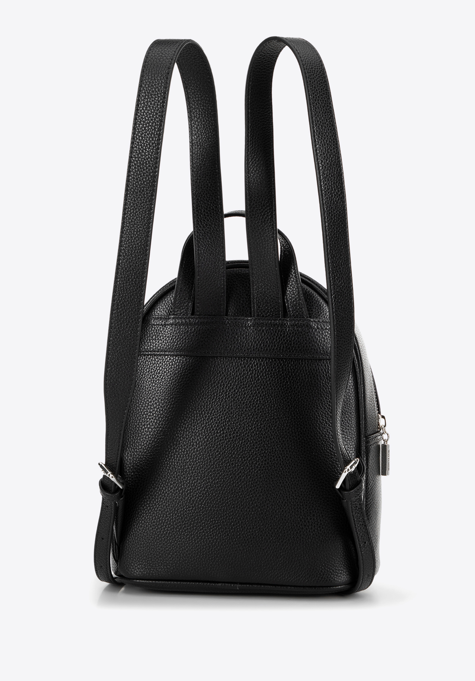 Women's black-silver rounded leather backpack I WITTCHEN