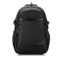 Męski plecak na laptopa 15,6’’ z lamówką z ekoskóry, czarny, 94-3P-202-1, Zdjęcie 1