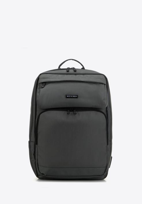 Męski plecak na laptopa 15,6” z dwiema kieszeniami na froncie, szary, 98-3P-101-1DD, Zdjęcie 1