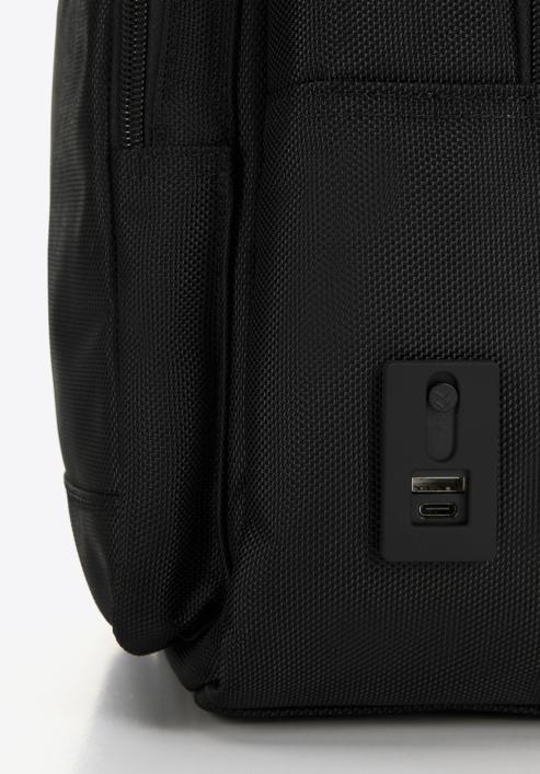 Męski plecak na laptopa 15,6” z dwiema kieszeniami na froncie, czarny, 98-3P-101-8, Zdjęcie 4