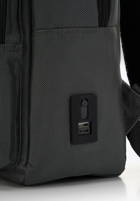 Męski plecak na laptopa 15,6” z dwiema kieszeniami na froncie, szary, 98-3P-101-8, Zdjęcie 4