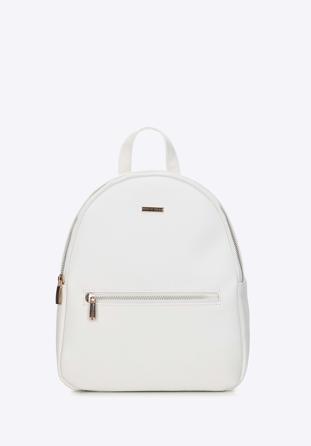 Women's faux leather backpack, white, 98-4Y-217-0, Photo 1