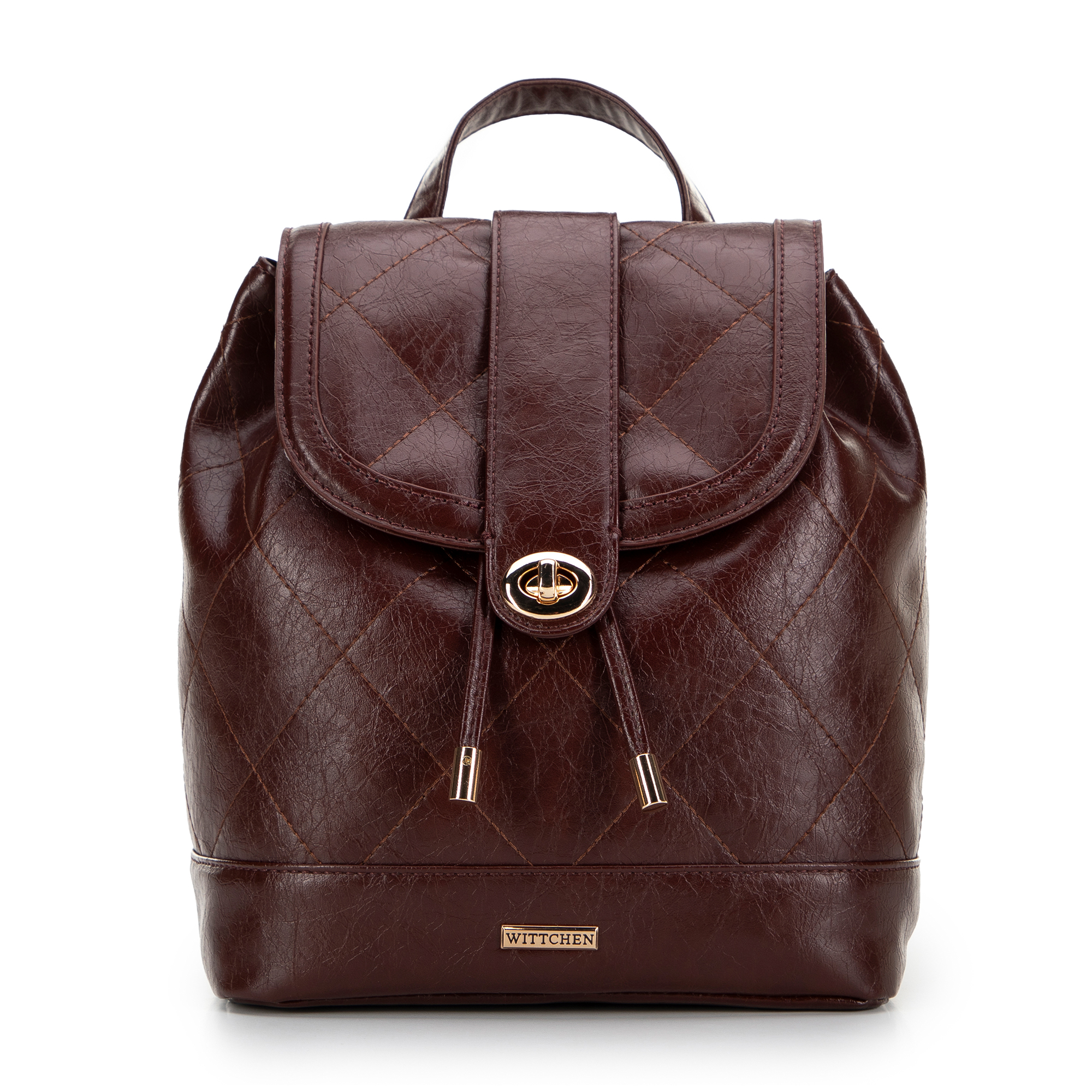 Dámsky batoh z ekokože s geometrickým prešívaním bordový 99-4Y-625-3